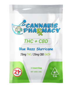 Cannabis Pharmacy 1:1 Delta-9 THC Gummies | 25mg THC & 25mg CBD - Blue Razz Slurricane - 2ct