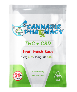 Cannabis Pharmacy 1:1 Delta-9 THC Gummies | 25mg THC & 25mg CBD - Fruit Punch Kush - 2ct