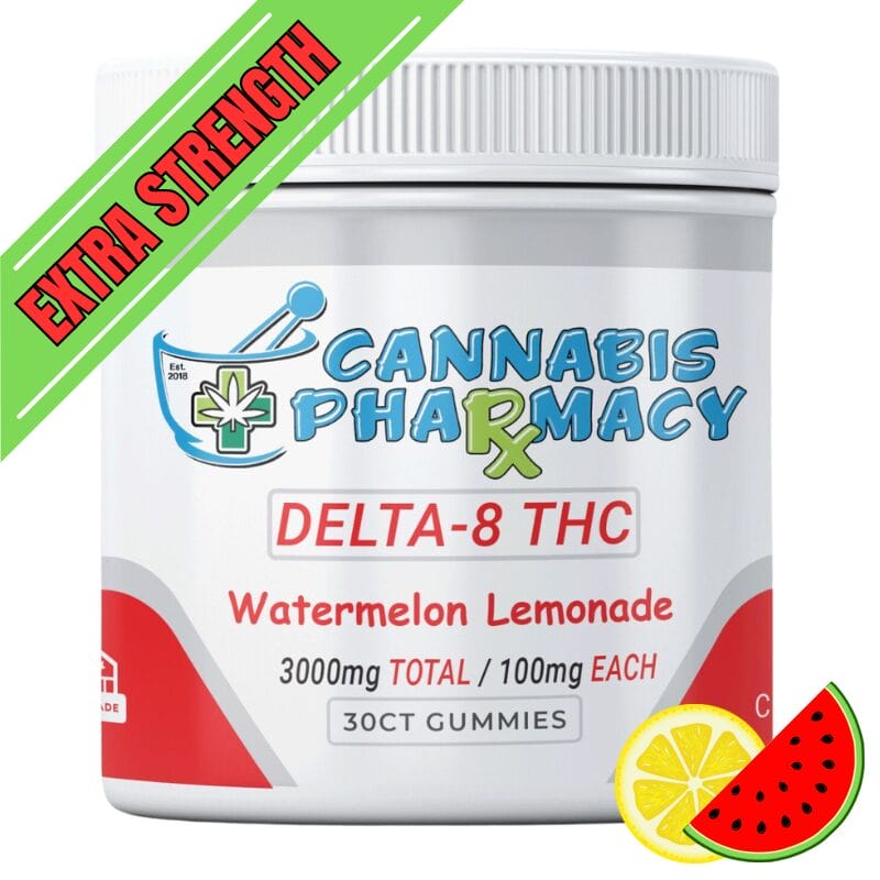 Cannabis Pharmacy Delta-8 THC Gummies | 100mg - Watermelon Lemonade - 30ct Cannabis Pharmacy Delta-8 THC Gummies | 100mg - Watermelon Lemonade - 30ct