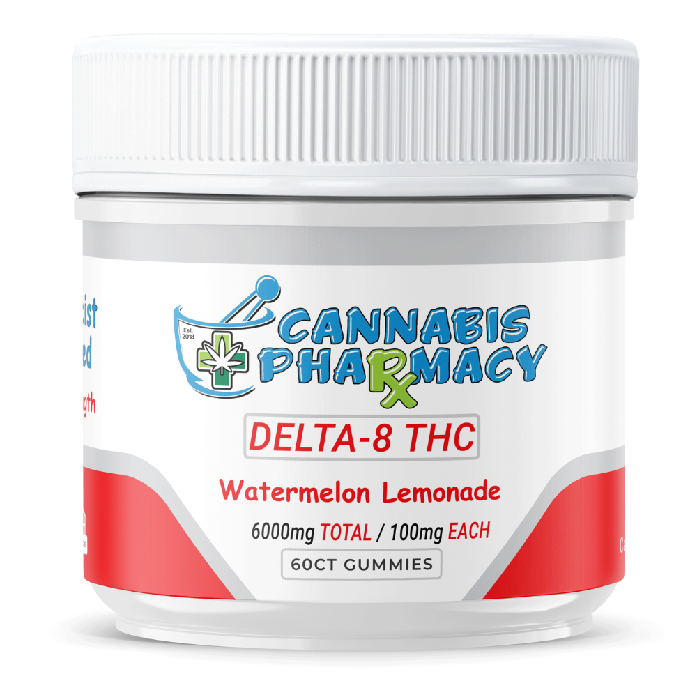 Cannabis Pharmacy Delta-8 THC Gummies | 100mg - Watermelon Lemonade - 60ct Cannabis Pharmacy Delta-8 THC Gummies | 100mg - Watermelon Lemonade - 60ct