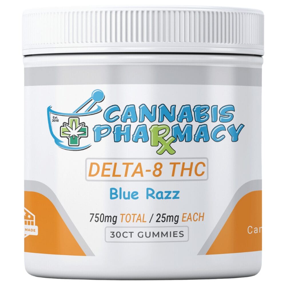 Cannabis Pharmacy Delta-8 THC Gummies | 25mg - Blue Raspberry - 30ct Cannabis Pharmacy Delta-8 THC Gummies | 25mg - Blue Raspberry - 30ct