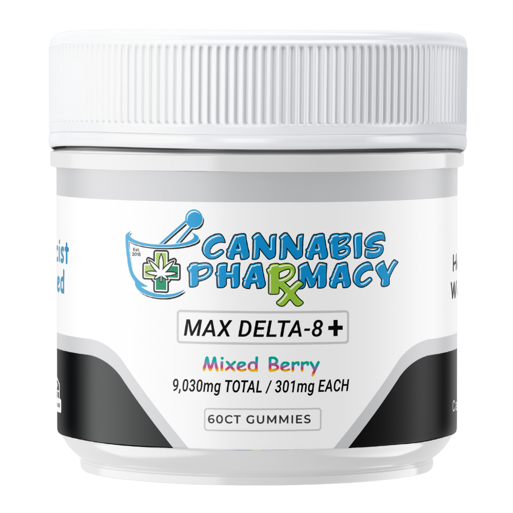 Cannabis Pharmacy | Heavyweight Delta8 Max | 250mg D8 + 50mg CBD + 1mg THCP - Mixed Berry - 60ct Cannabis Pharmacy | Heavyweight Delta8 Max | 250mg D8 + 50mg CBD + 1mg THCP - Mixed Berry - 60ct