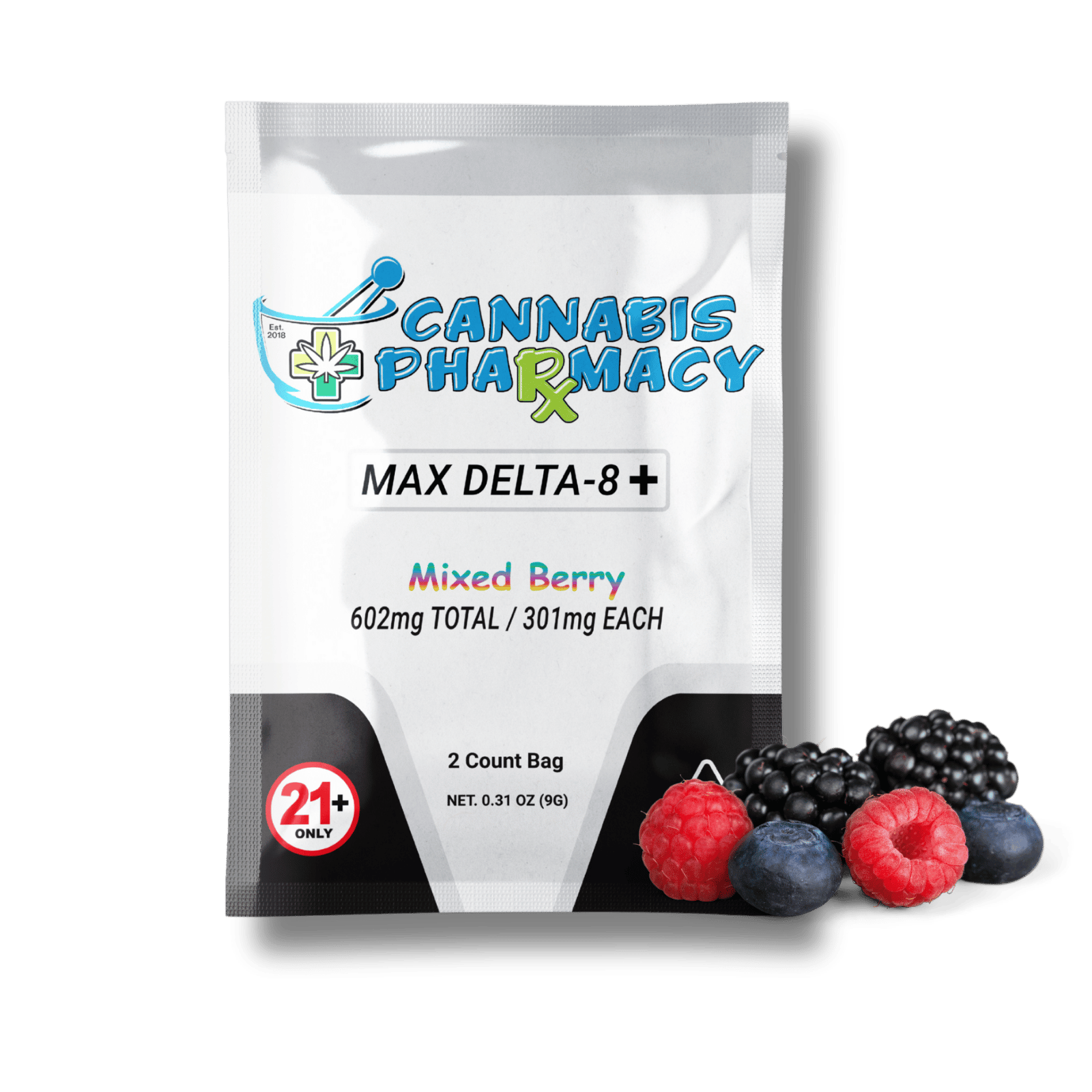 Cannabis Pharmacy | Heavyweight Delta8 Max | 250mg D8 + 50mg CBD + 1mg THCP - Mixed Berry - 2ct Cannabis Pharmacy | Heavyweight Delta8 Max | 250mg D8 + 50mg CBD + 1mg THCP - Mixed Berry - 2ct