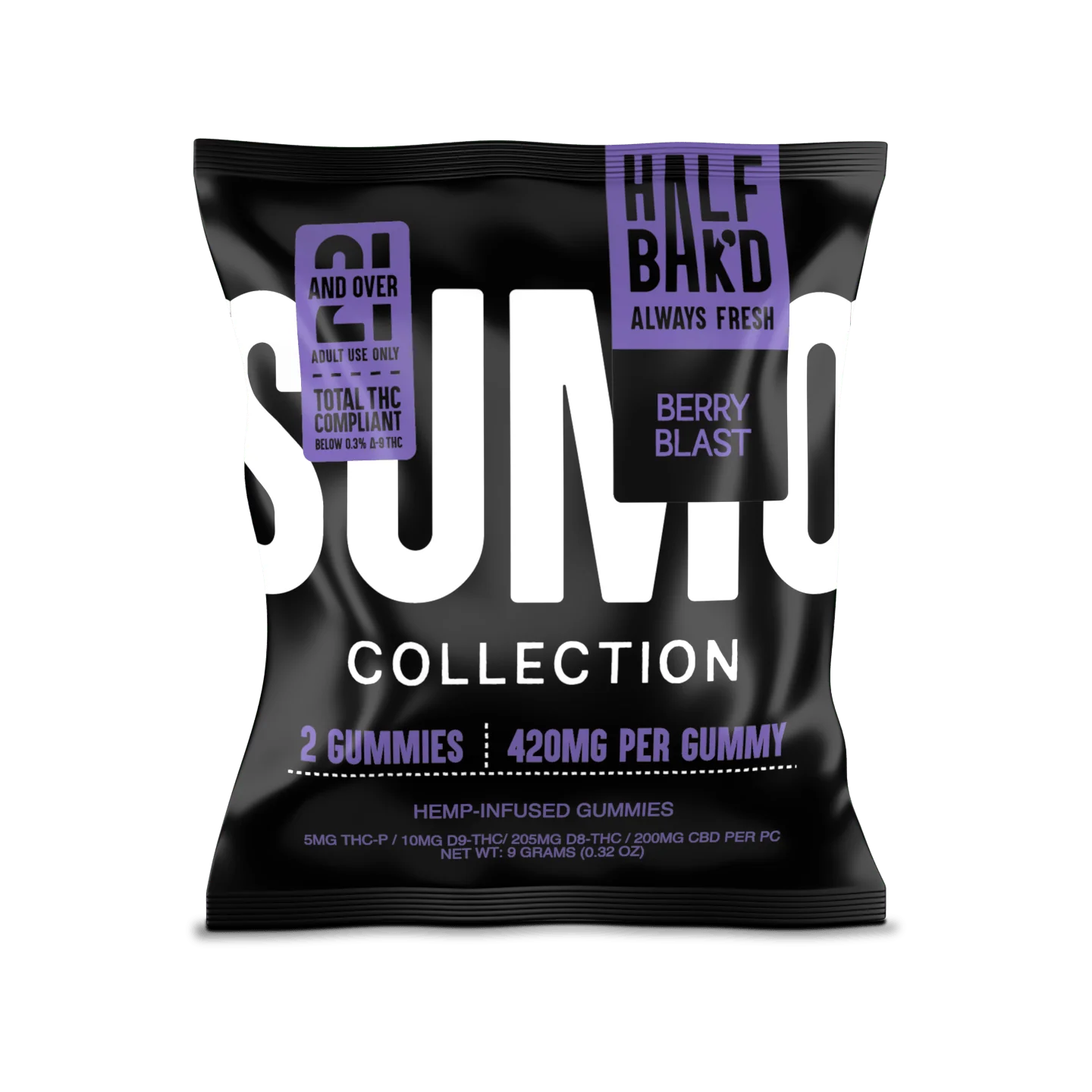 Half Bak'd | Berry Blast Sumo Gummies | High Potency - 420mg - 2ct Sample Pack Half Bak'd | Berry Blast Sumo Gummies | High Potency - 420mg - 2ct Sample Pack